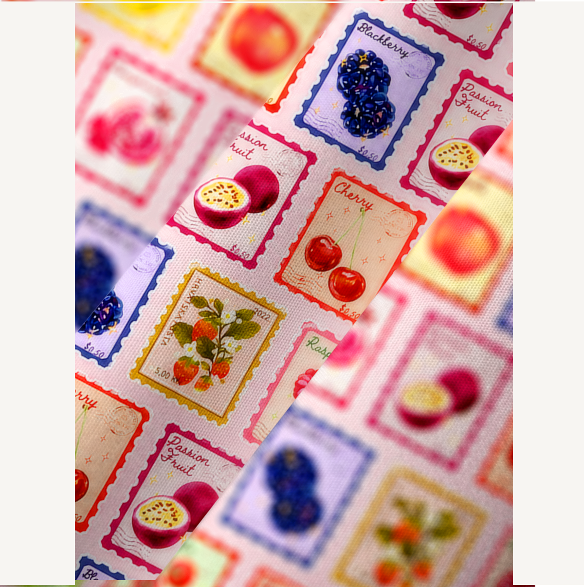Summer Fruits Stamp Kimono Sleeve Kaftan Dress