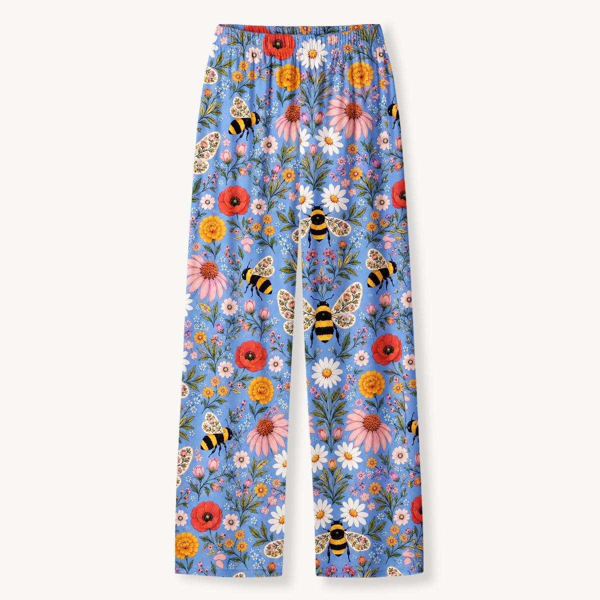 Whimsical Garden Bumblebee & Wildflower Long Sleeves Pajama Sets