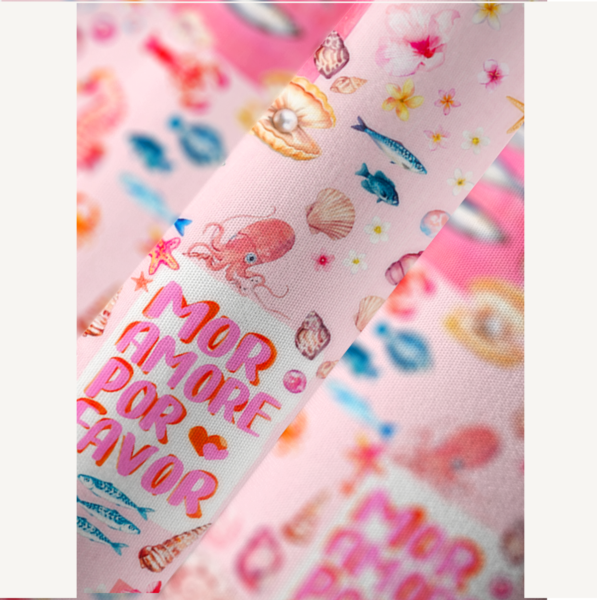 Pink Ocean Life Kimono Sleeve Kaftan Dress