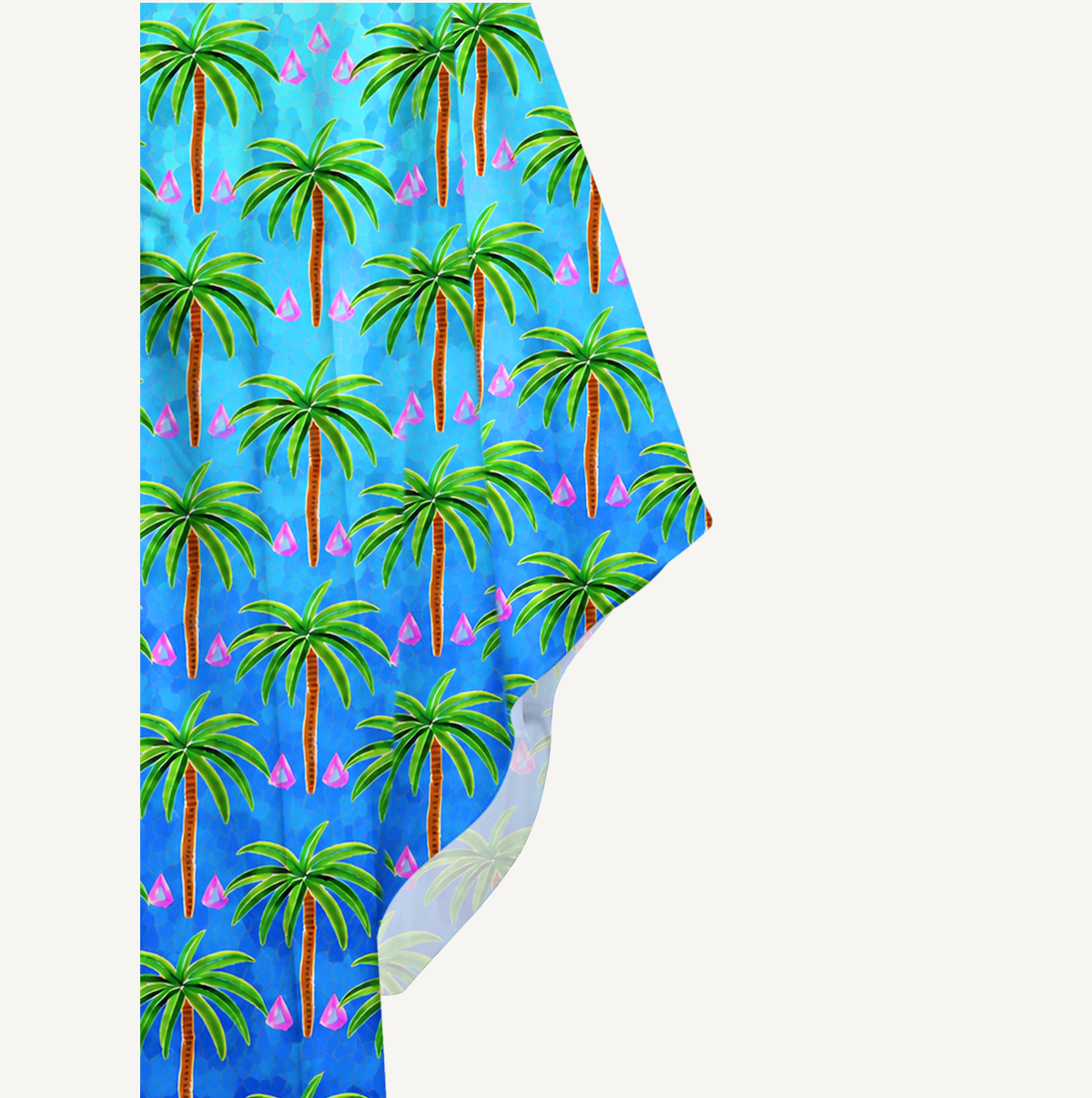 Mosaic Palm Tree Kimono Sleeve Kaftan Dress
