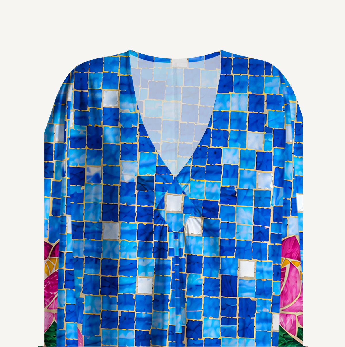 Mosaic Glass Lotus Kimono Sleeve Kaftan Dress
