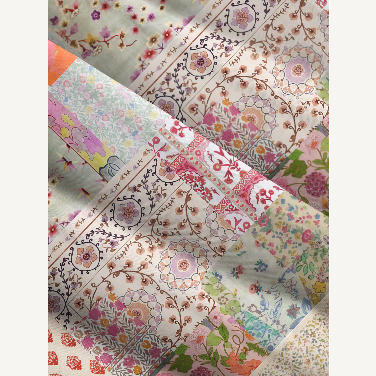 Vintage Rose Patchwork Floral Boho Strap Maxi Dress With Pockets