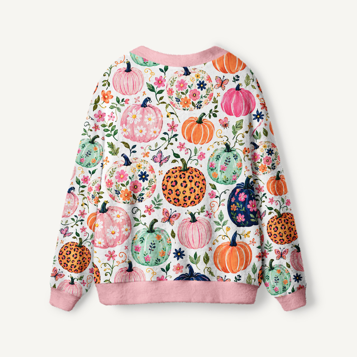 Floral Pumpkin Print Autumn Cardigan Sweaters