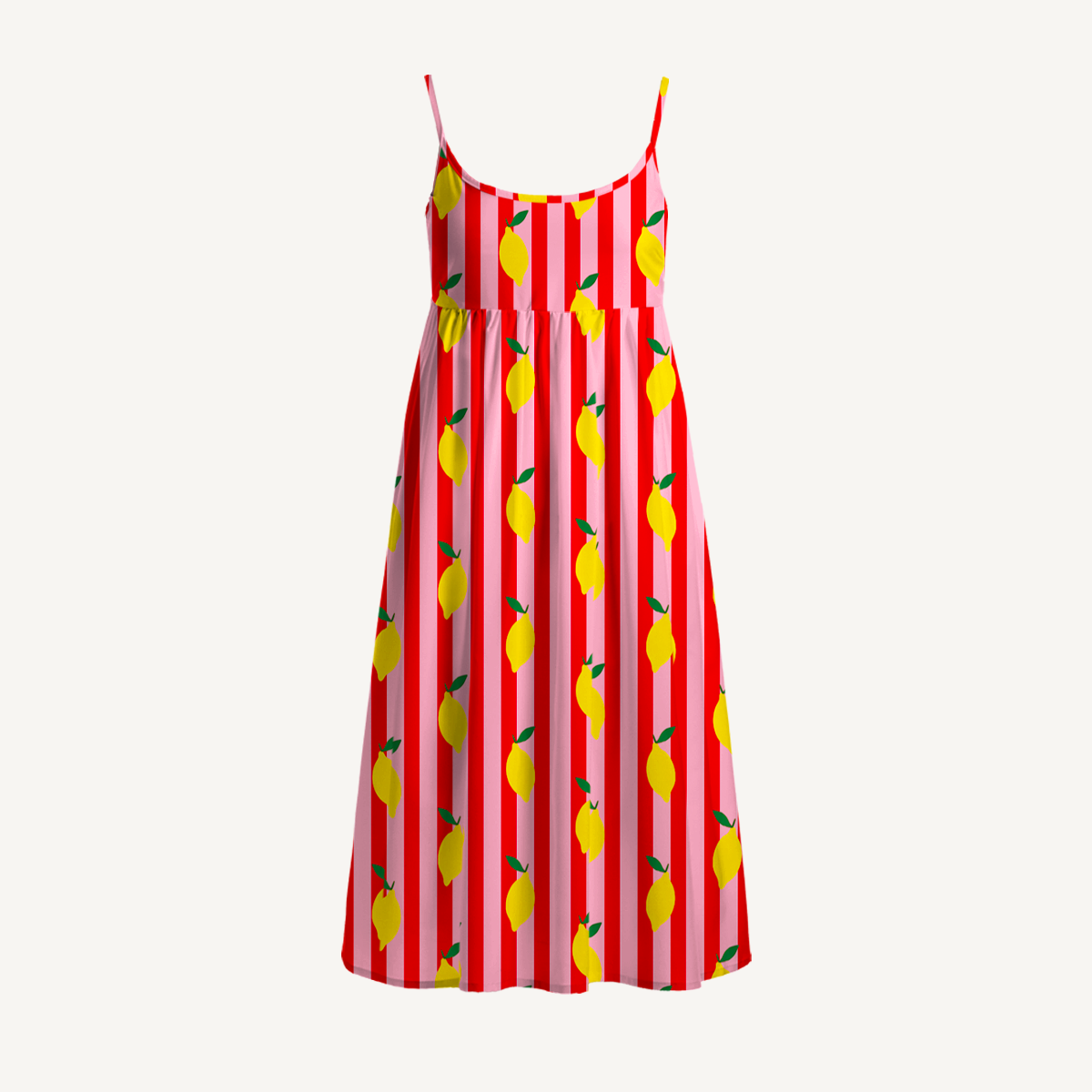 Citrus Stripe Print Spaghetti Strap Mini Dress