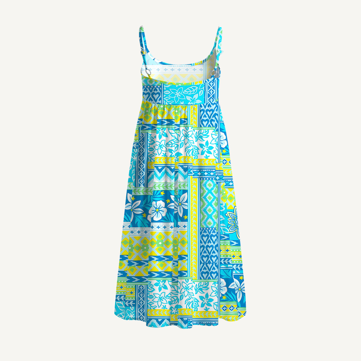 Azure Tropic Patchwork Print Mini Dress For Women