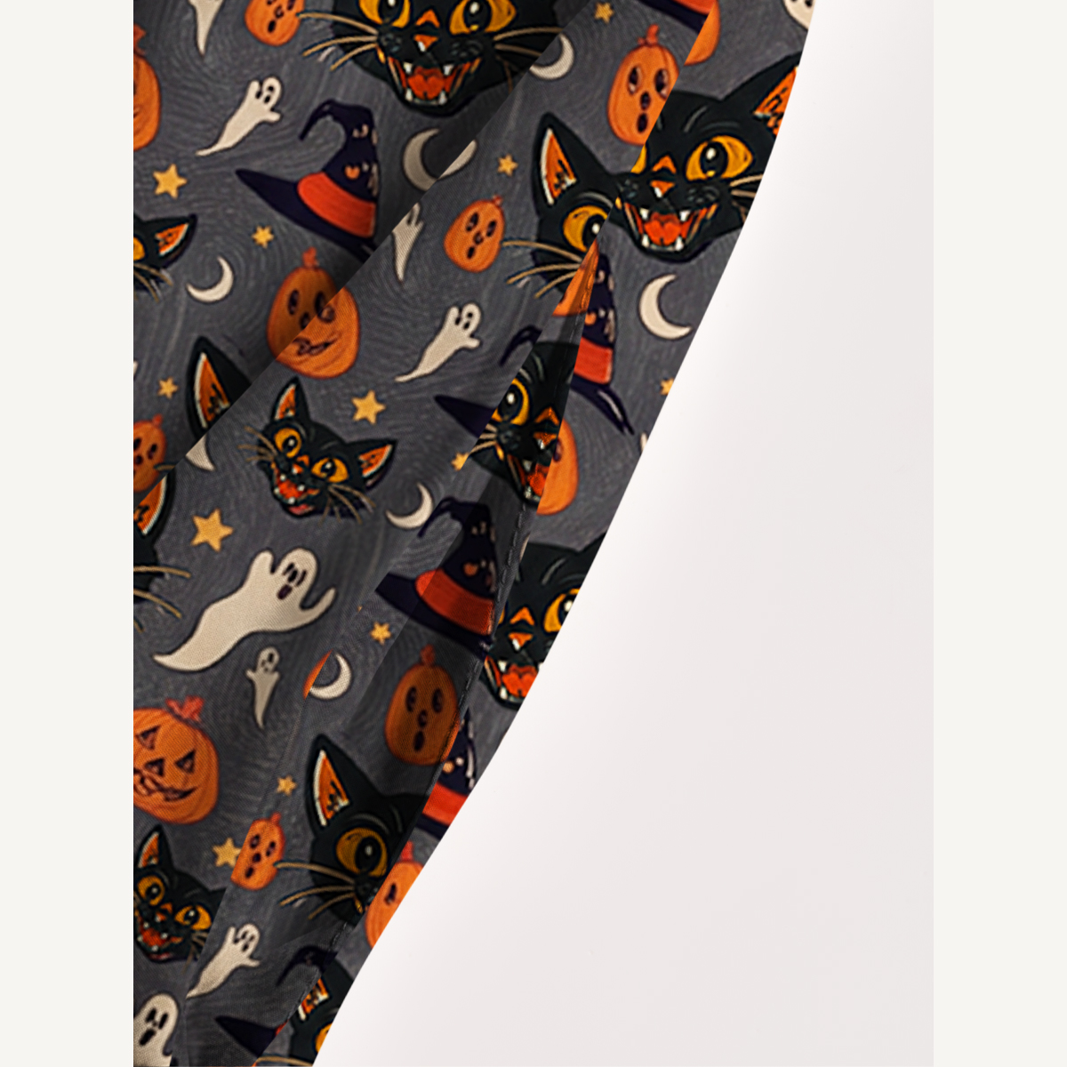 Halloween Black Cat Ghost Pumpkin Strap Maxi Dress With Pockets