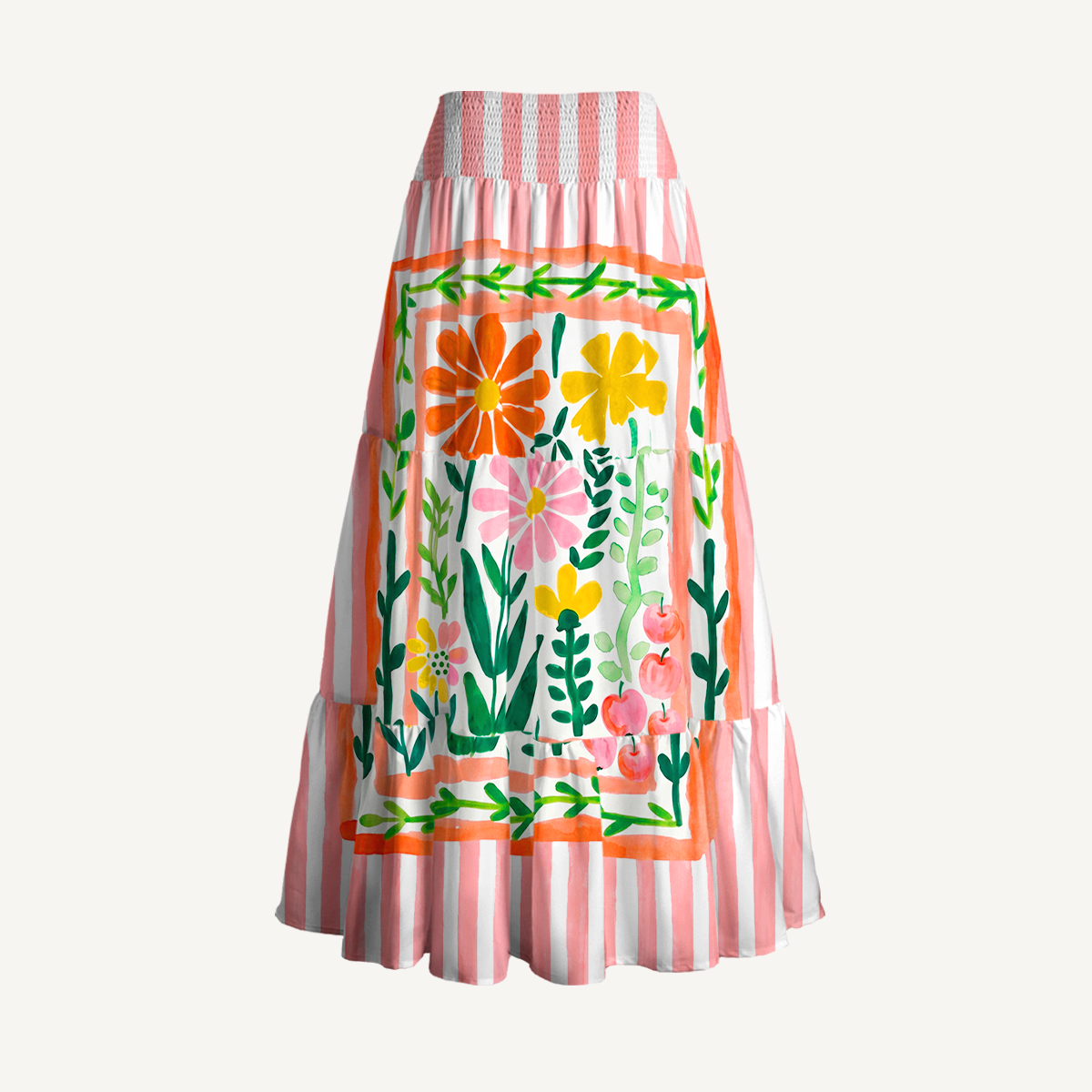 Tropical Floral & Palm Maxi Skirt & Strapless Dress  