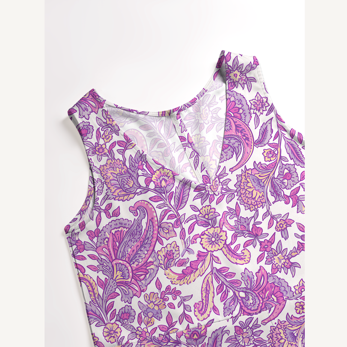 Violet Paisley Garden Womens Jumpsuit With Pockets