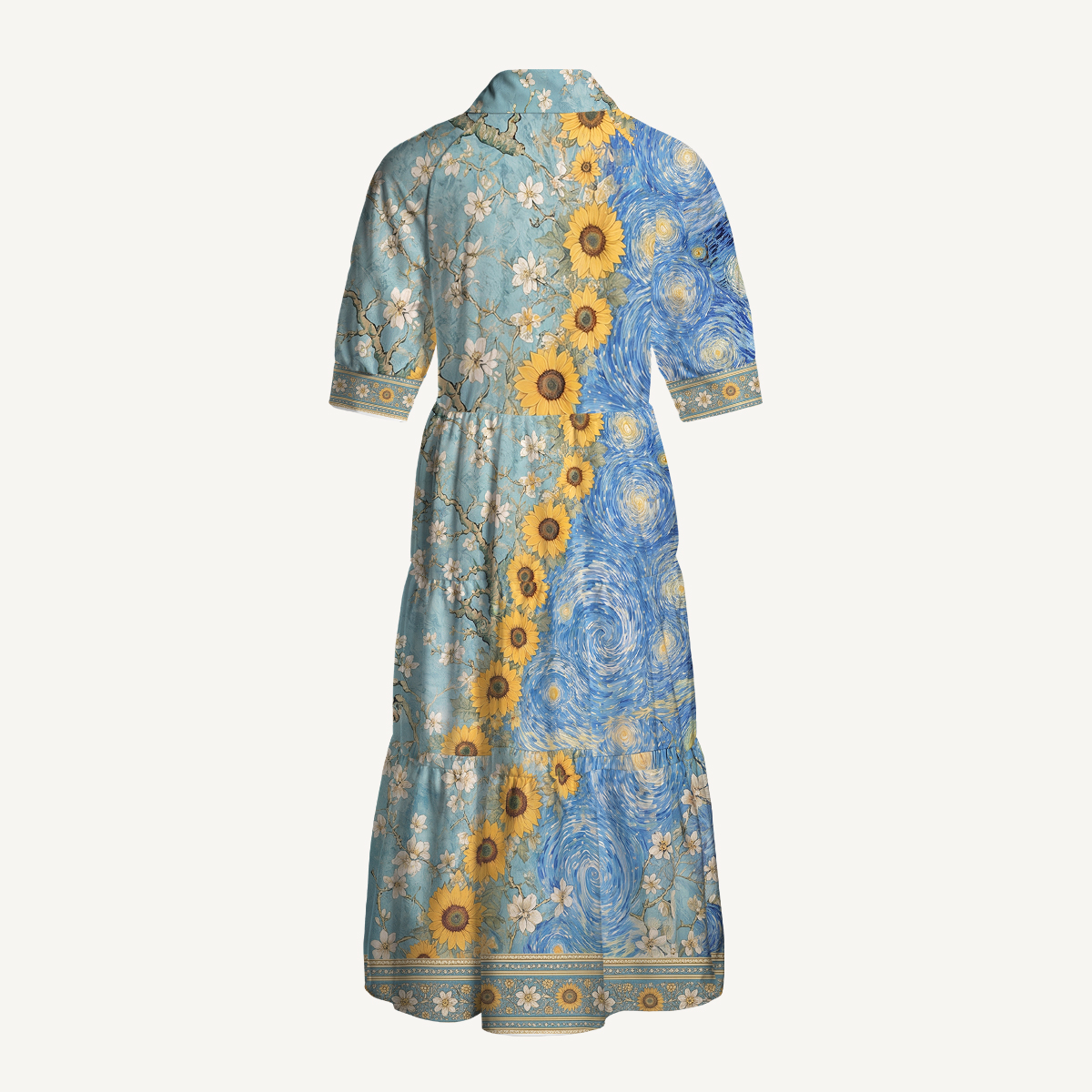 Van Gogh Almond Blossom Starry Night Sunflowers Midi Dress