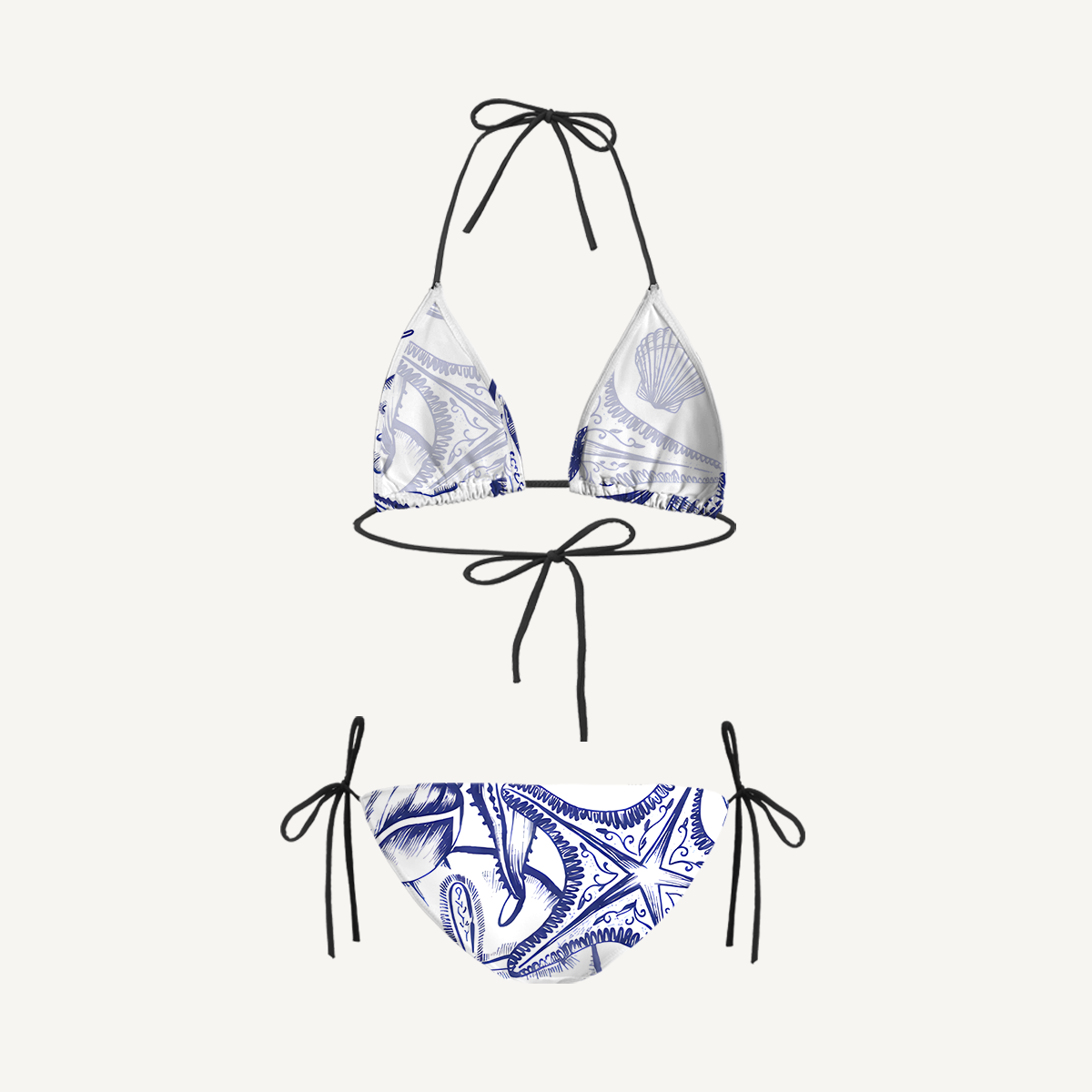 Coastal Nautical Starfish Tie Side Bikini Set with Matching Pants