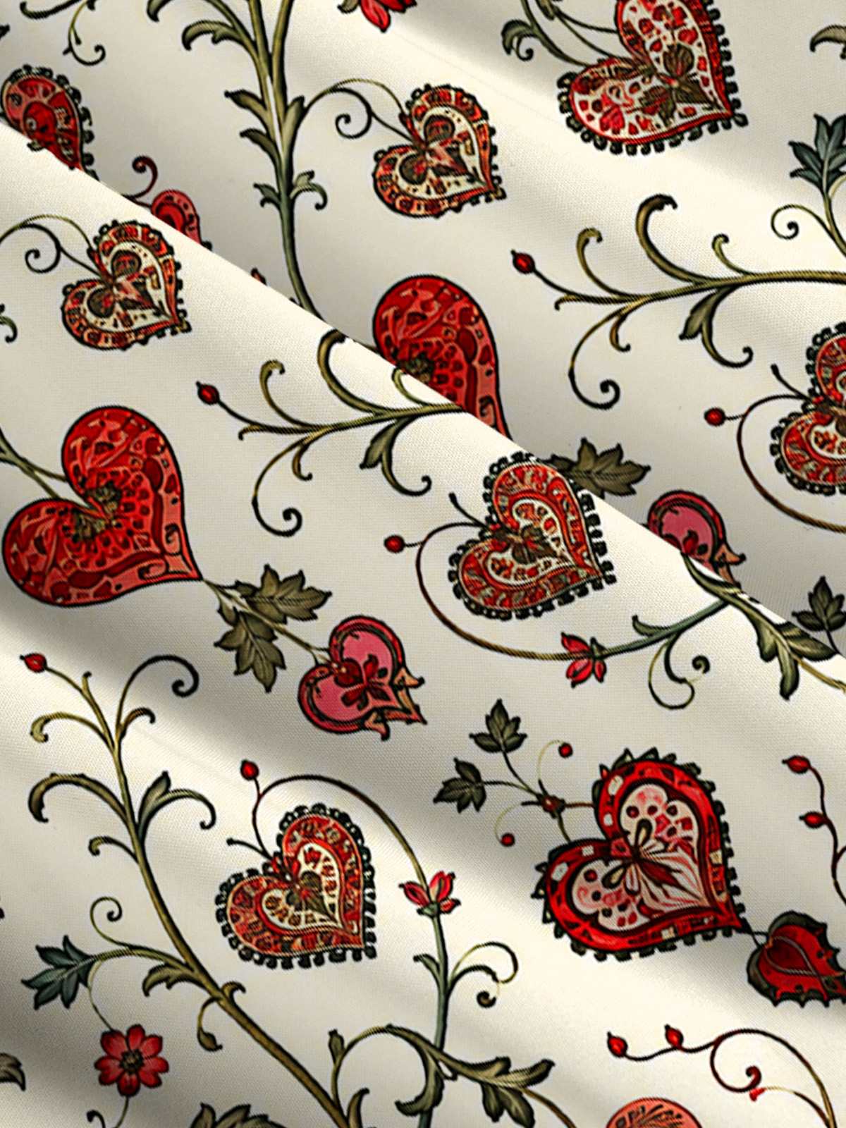 Vintage Romantic Heart Pattern Strap Maxi Dress With Pockets