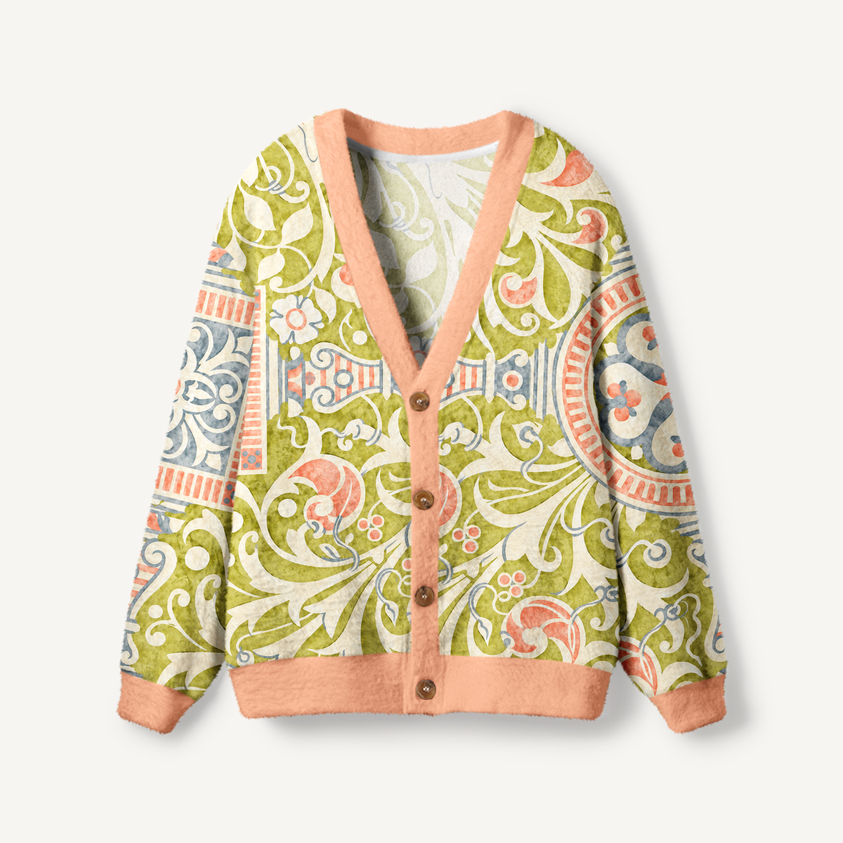 Vintage Olive Baroque Frame Cardigan Sweaters