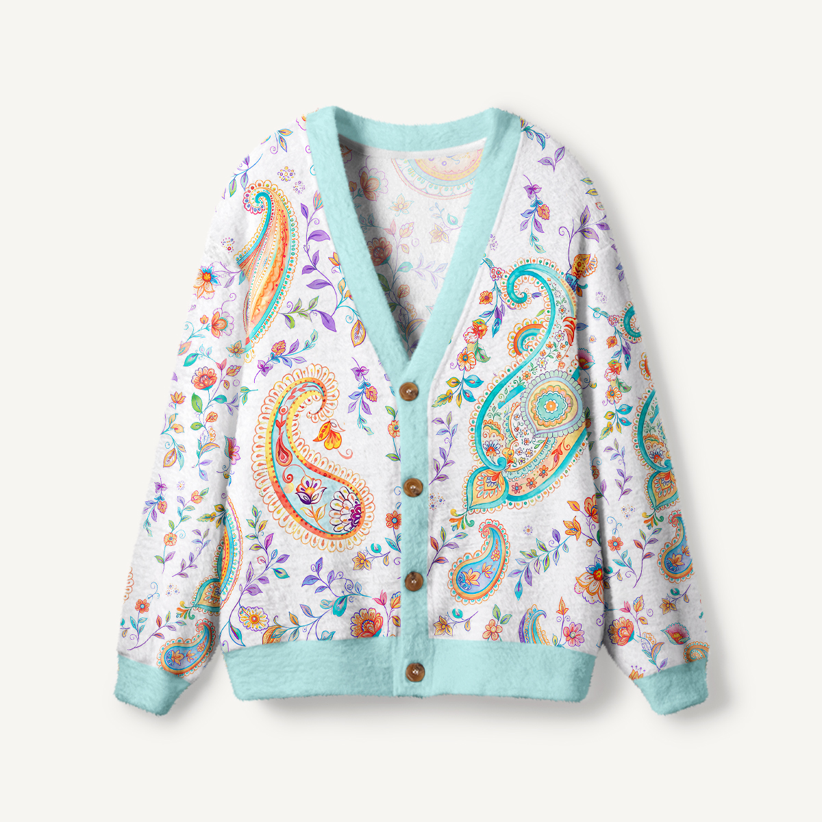 Boho Paisley Floral Botanical Pattern Cardigan Sweaters