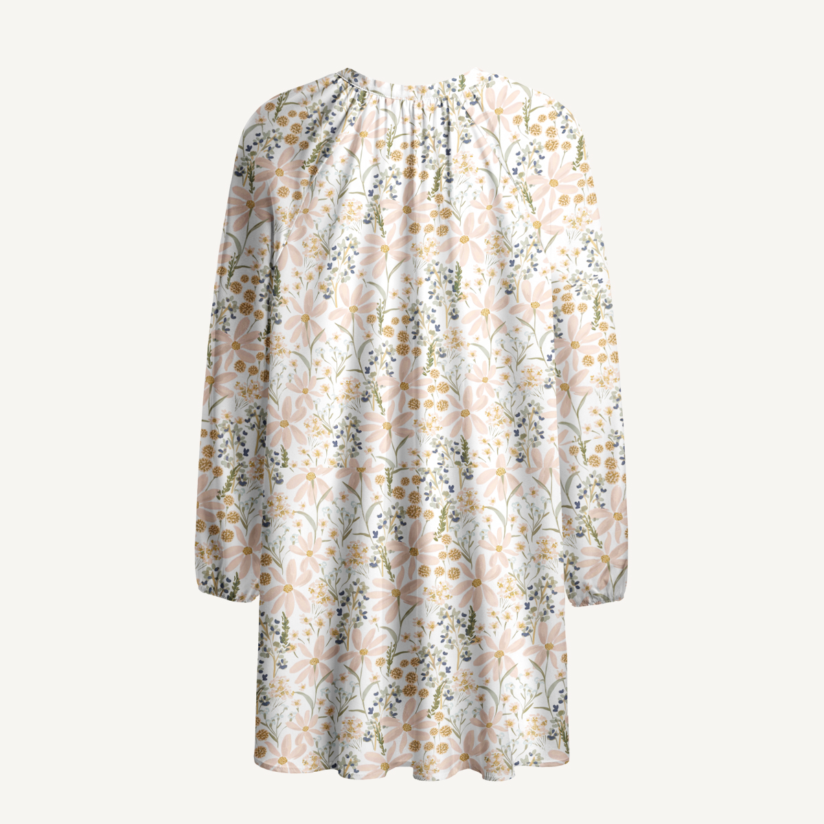 Soft Meadow Blossom Tie‑Neck Mini Dress