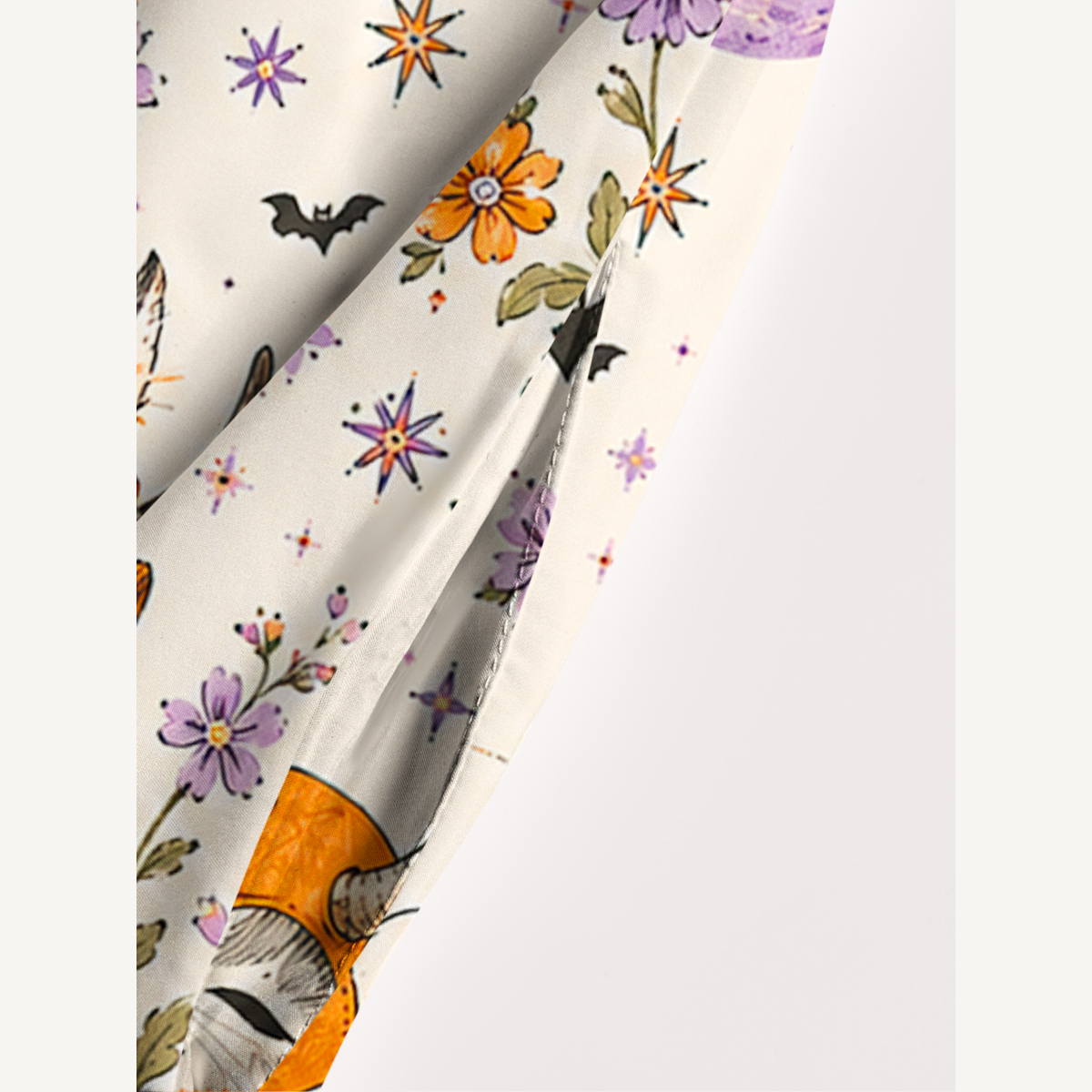 Halloween Cat Pumpkin Moon Floral Strap Maxi Dress With Pockets