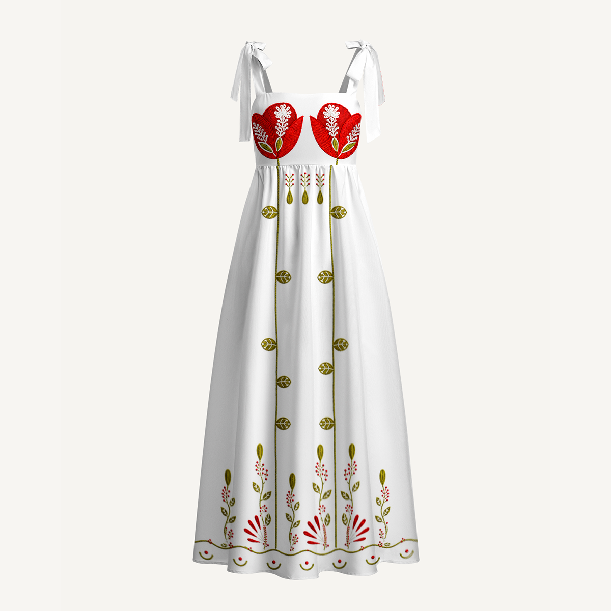 Red Tulip Bow Strap Maxi Dress