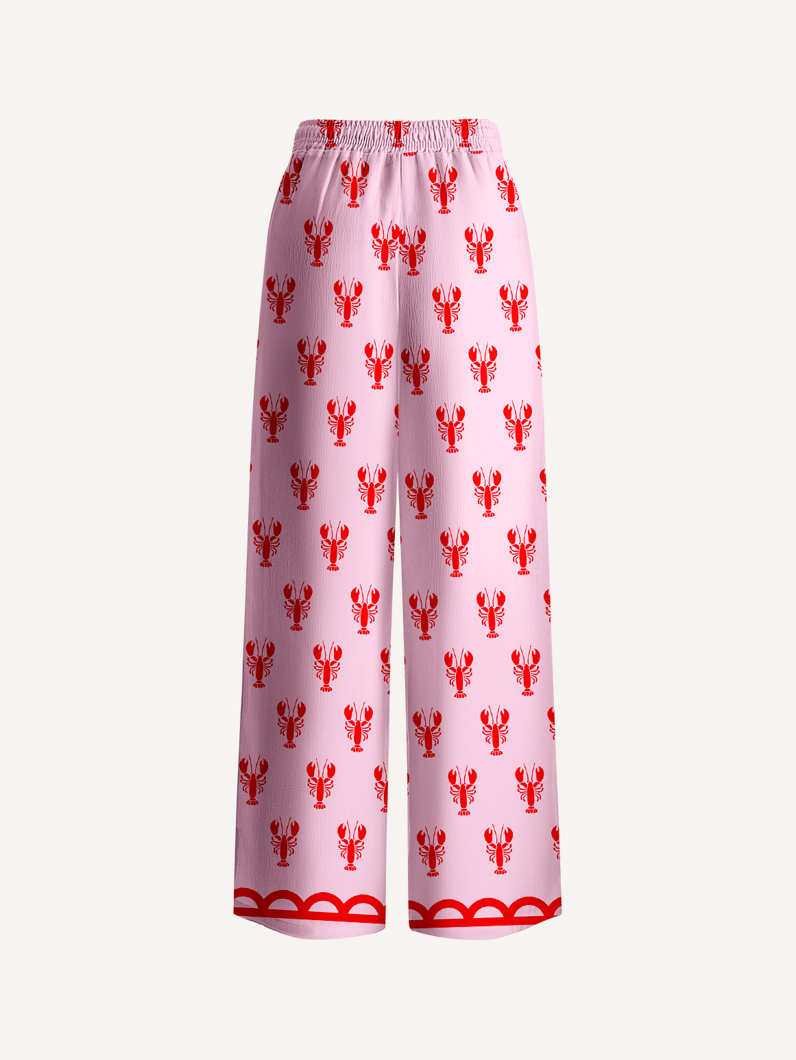Pink Lobster Wide Leg Tie Waist Pants With Pockets