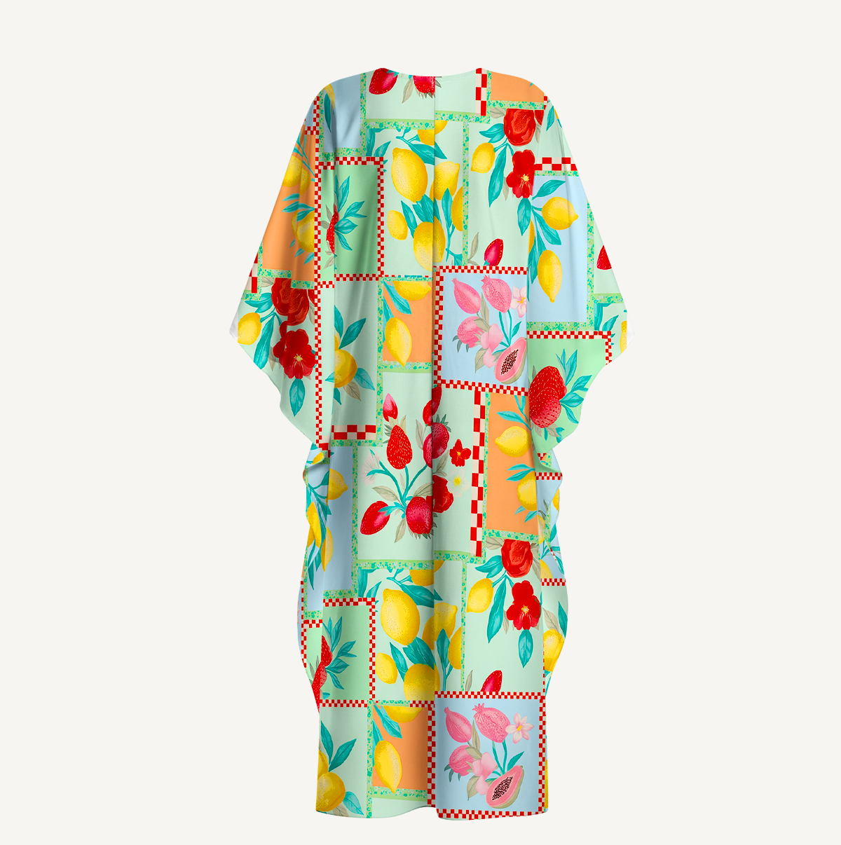 Fruit Party Vacation Kimono Sleeve Kaftan Dress