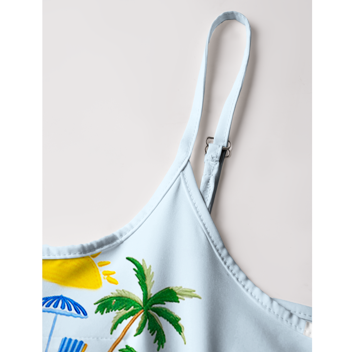 Lemon & Palm Beach Print Spaghetti Strap Mini Dress