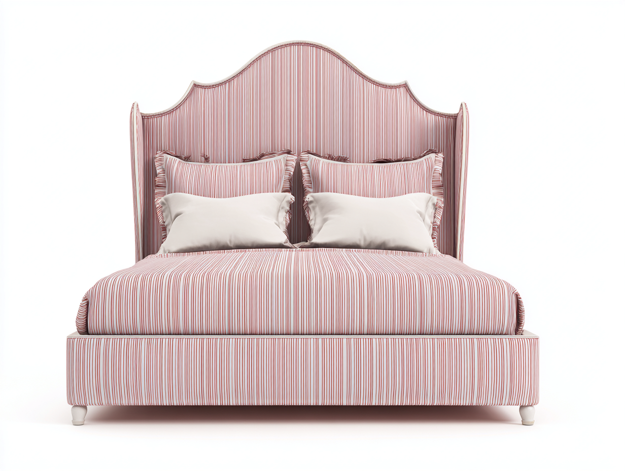 Lit double en tissu rembourré 200x160x115 cm - rose - adapté à la chambre - design classique-Rivoconest