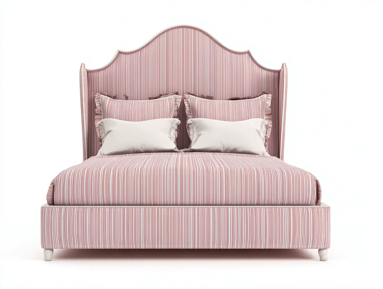 Lit double en tissu rembourré 200x160x115 cm - rose - adapté à la chambre - design classique-Rivoconest