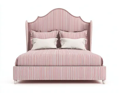 Lit double en tissu rembourré 200x160x115 cm - rose - adapté à la chambre - design classique-Rivoconest