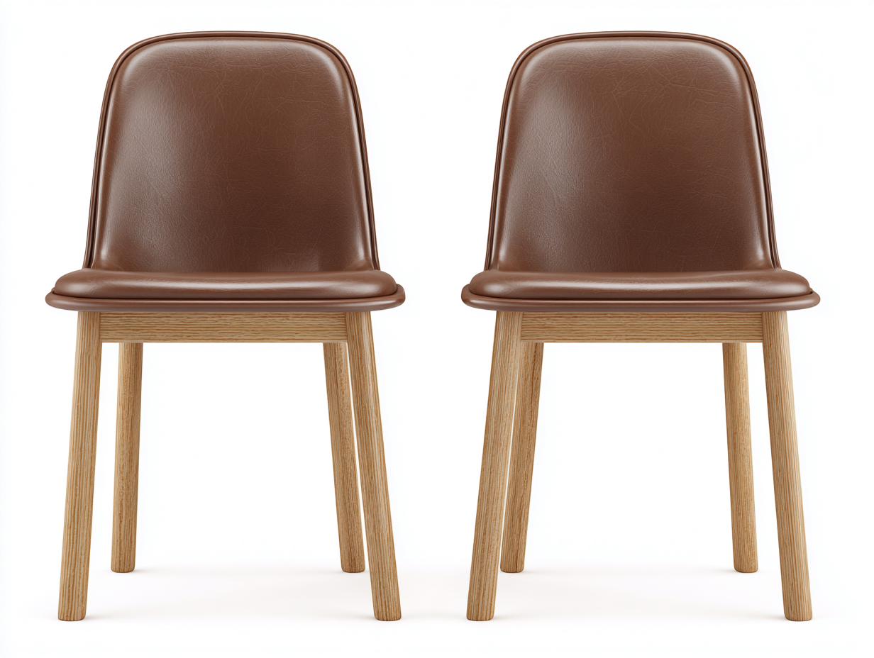 Chaise de salle à manger en bois et similicuir 45x50x85 cm - marron-naturel - adaptée à la salle à manger - design moderne-Rivoconest
