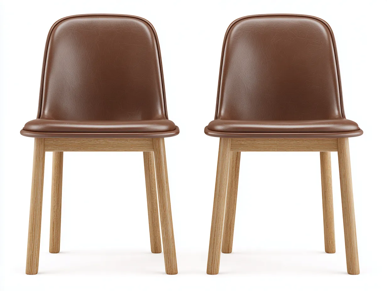 Chaise de salle à manger en bois et similicuir 45x50x85 cm - marron-naturel - adaptée à la salle à manger - design moderne-Rivoconest