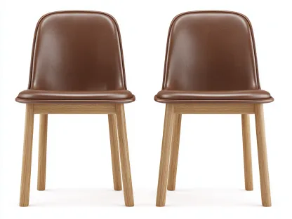 Chaise de salle à manger en bois et similicuir 45x50x85 cm - marron-naturel - adaptée à la salle à manger - design moderne-Rivoconest