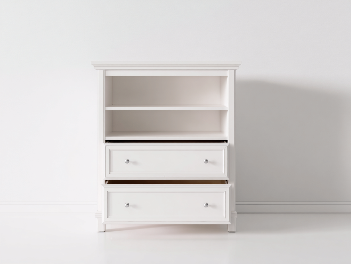Table de chevet bois MDF 60x35x70 cm blanc adapté pour chambre avec tiroirs et rangement ouvert design moderne-Rivoconest