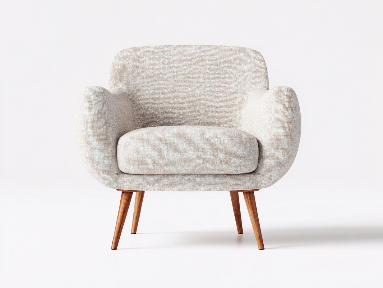 Fauteuil en tissu avec pieds en bois massif 88x82x78 cm - beige - adapté au salon - design moderne confortable-Daloystudio