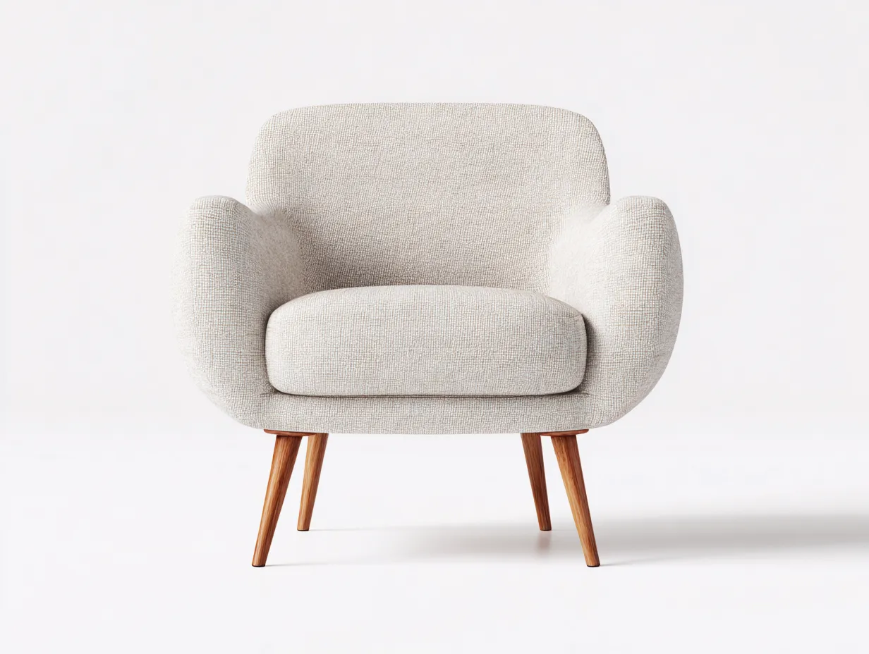 Fauteuil en tissu avec pieds en bois massif 88x82x78 cm - beige - adapté au salon - design moderne confortable-Daloystudio