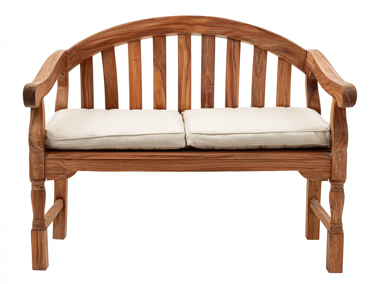 Banc de jardin en bois avec coussins et accoudoirs 140x55x90 cm - marron-beige - adapté au jardin - style classique-Daloystudio