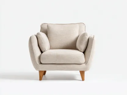 Fauteuil en tissu avec pieds en bois 75x70x90 cm - beige - adapté au salon - design moderne-Daloystudio