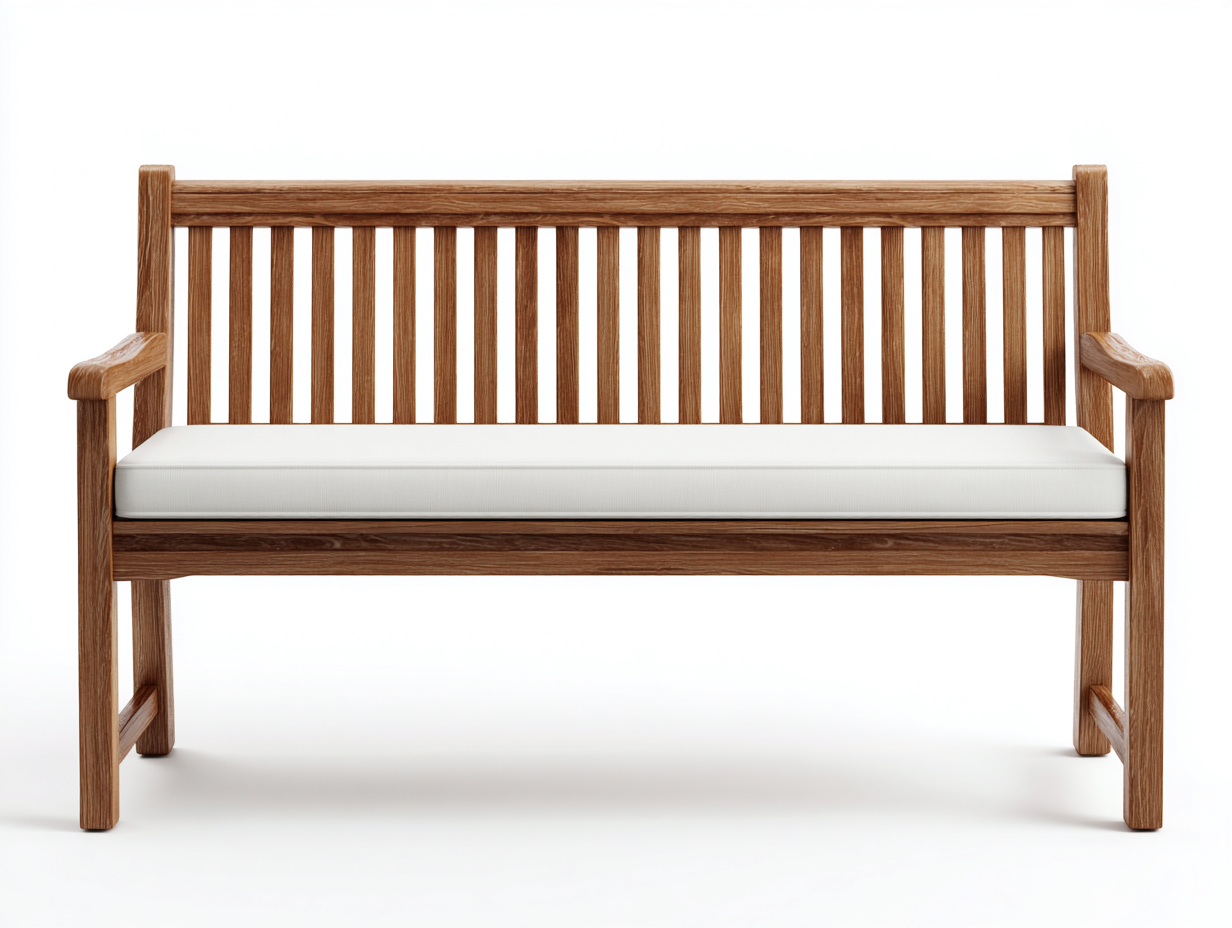 Banc de jardin en bois avec coussin 120x40x45 cm - marron-blanc - adapté au jardin - design moderne-Daloystudio
