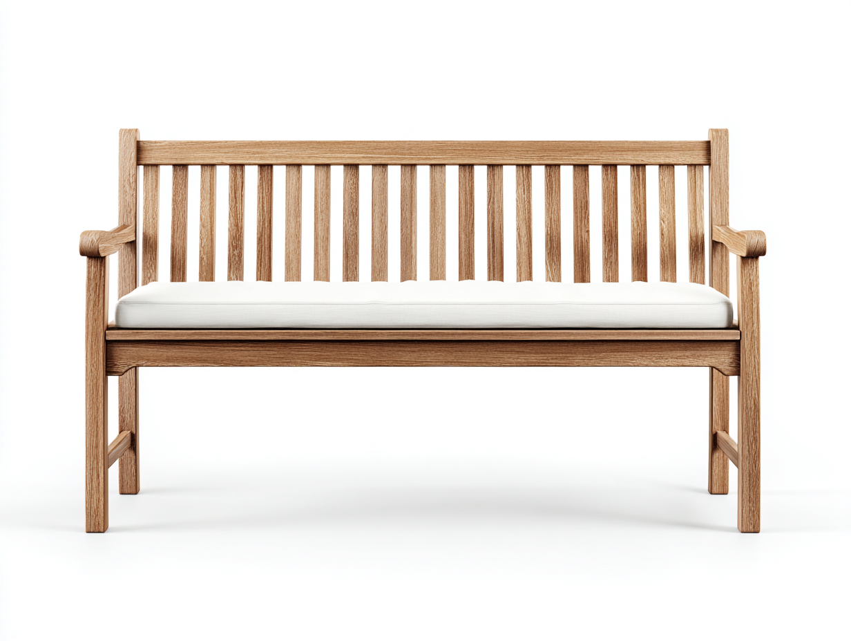Banc de jardin bois avec coussin 120x40x45 cm naturel blanc adapté pour extérieur design moderne-Daloystudio