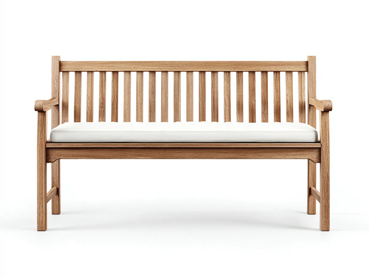 Banc de jardin bois avec coussin 120x40x45 cm naturel blanc adapté pour extérieur design moderne-Daloystudio