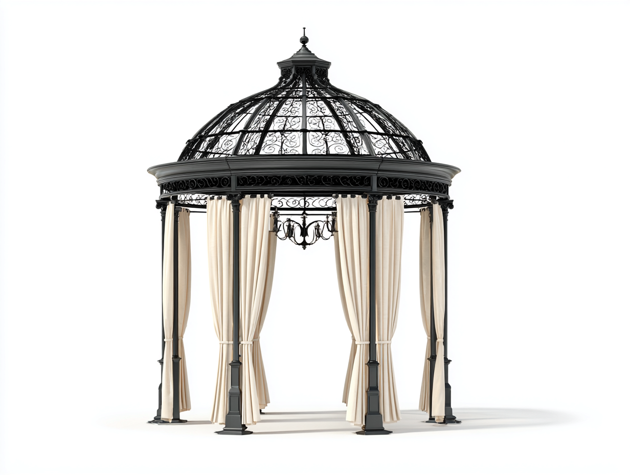 Pergolas et tonnelles acier et tissu 300x300x260 cm noir beige adapté pour jardin avec toit textile design classique-Daloystudio