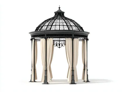 Pergolas et tonnelles acier et tissu 300x300x260 cm noir beige adapté pour jardin avec toit textile design classique-Daloystudio