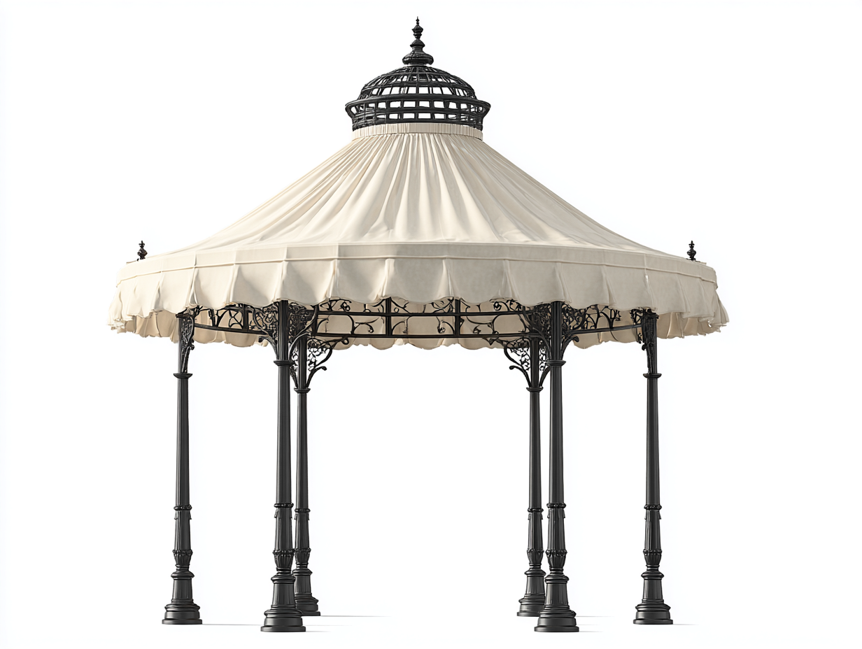 Pergolas et tonnelles acier et tissu 400x400x330 cm noir beige adapté pour jardin style victorien avec toit textile élégant-Daloystudio