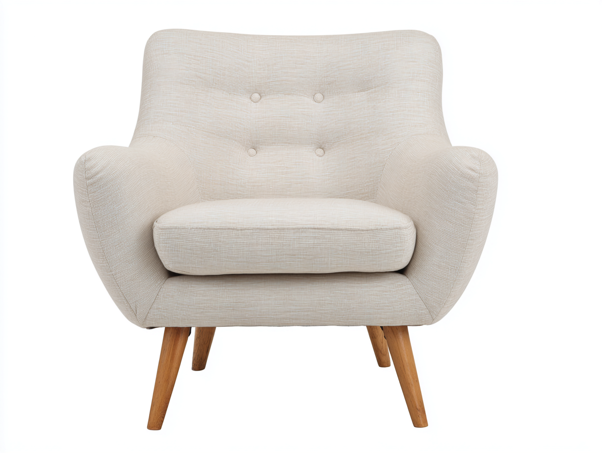 Fauteuil en tissu avec pieds en bois 80x75x85 cm - beige - adapté au salon - design moderne confortable-Daloystudio