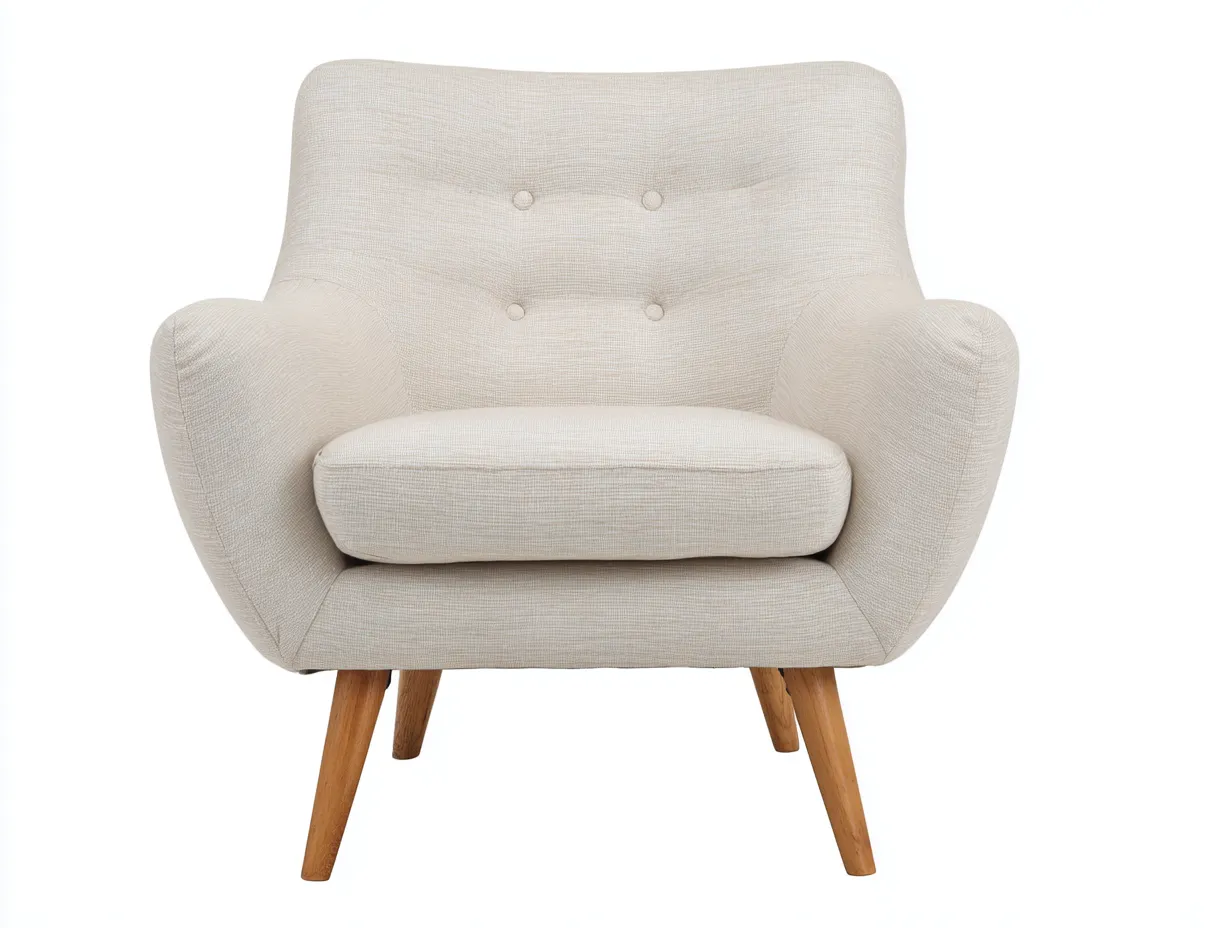 Fauteuil en tissu avec pieds en bois 80x75x85 cm - beige - adapté au salon - design moderne confortable-Daloystudio