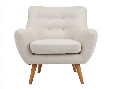 Fauteuil en tissu avec pieds en bois 80x75x85 cm - beige - adapté au salon - design moderne confortable-Daloystudio