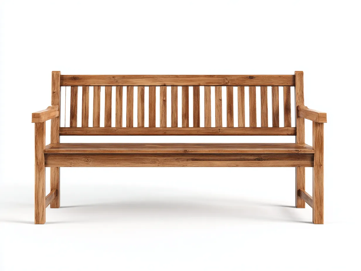 Banc de jardin bois 140x45x50 cm naturel adapté pour extérieur avec accoudoirs design classique-Daloystudio