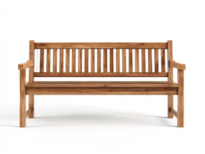 Banc de jardin bois 140x45x50 cm naturel adapté pour extérieur avec accoudoirs design classique-Daloystudio