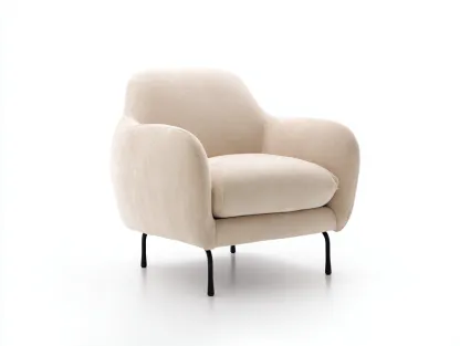 Fauteuil tissu beige 85x80x90 cm adapté pour salon design moderne avec accoudoirs rembourrés et pieds métal-Daloystudio