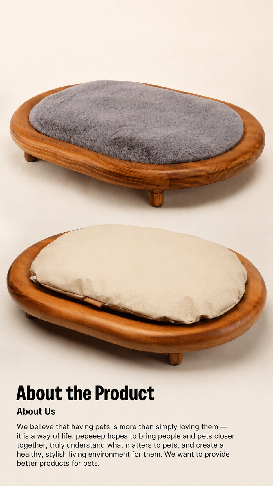 Pepeep Solid Wood Pet Bed (Suitable for All Cats & Small to Medium Dogs)