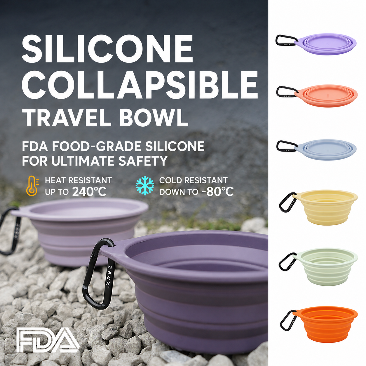 Collapsible Silicone Travel Bowl