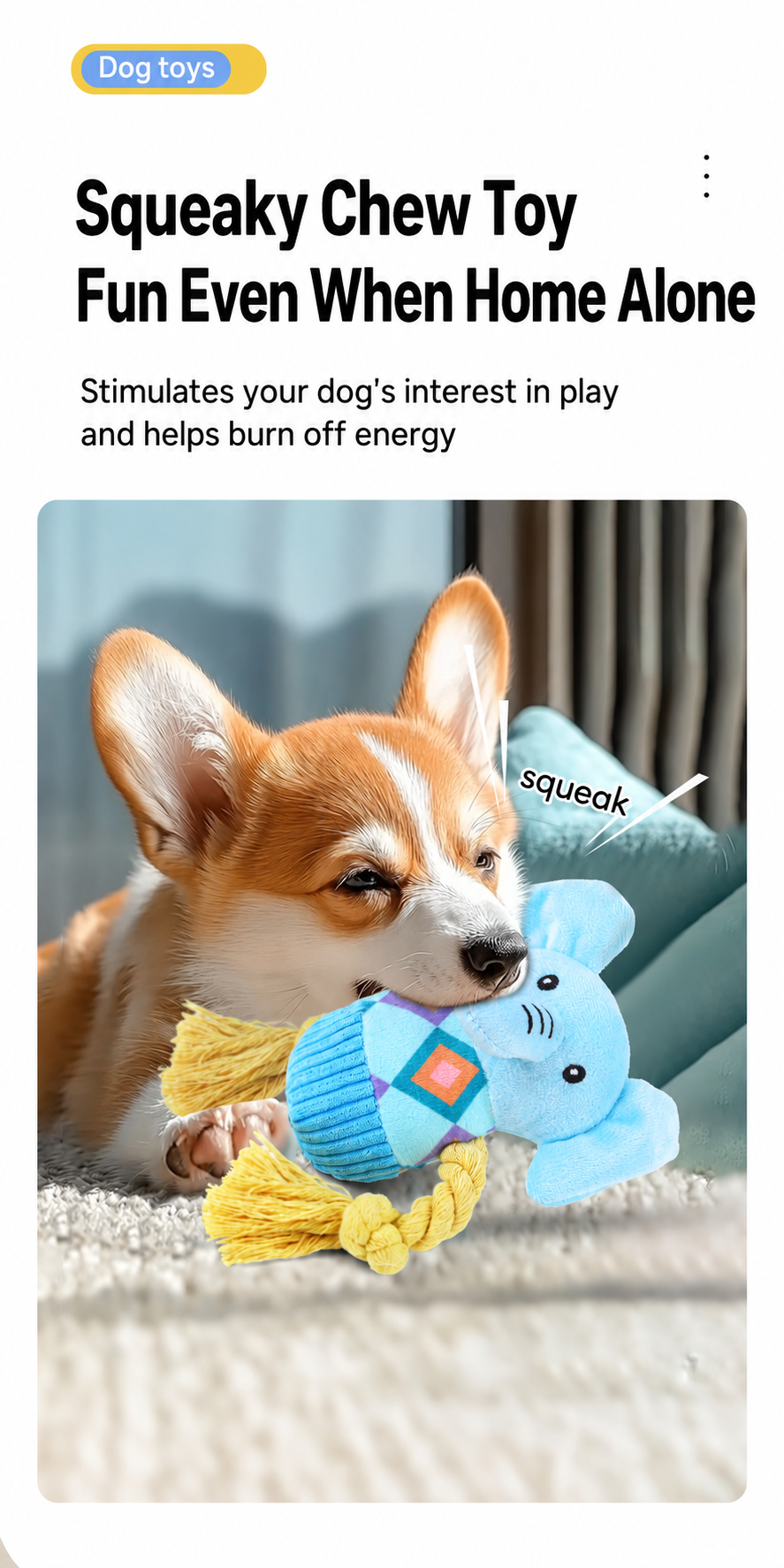 Knotted Squeaky Series (Elephant/Fox/Koala)