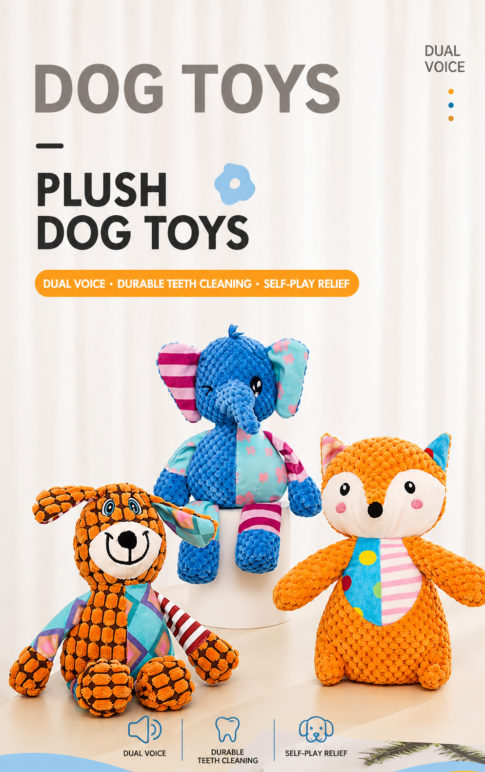 Yarn Squeaky Series (Elephant/Fox/Long-Eared Dog)